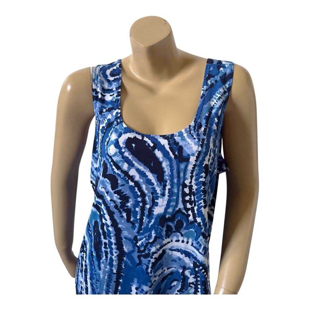 Chicos Travelers Womens Size 3 XL Blue Abstract Stretch Sleeveless Tank Top - Picture 4 of 5